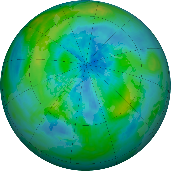 Arctic ozone map for 20 September 1985